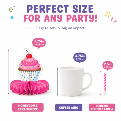9-Piece Happy Birthday Honeycomb Decorations Set, Paper Centerpieces for Women Party Decorations, Decor Supplies with Happy Birthday Sign