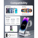4 In 1 Wireless Charging Station For Apple Devices Magsafe Wireless Charger Stand For Iphone Series, Fast Charging Station For Apple Watch And Airpods, 30W Pd Adapter Included