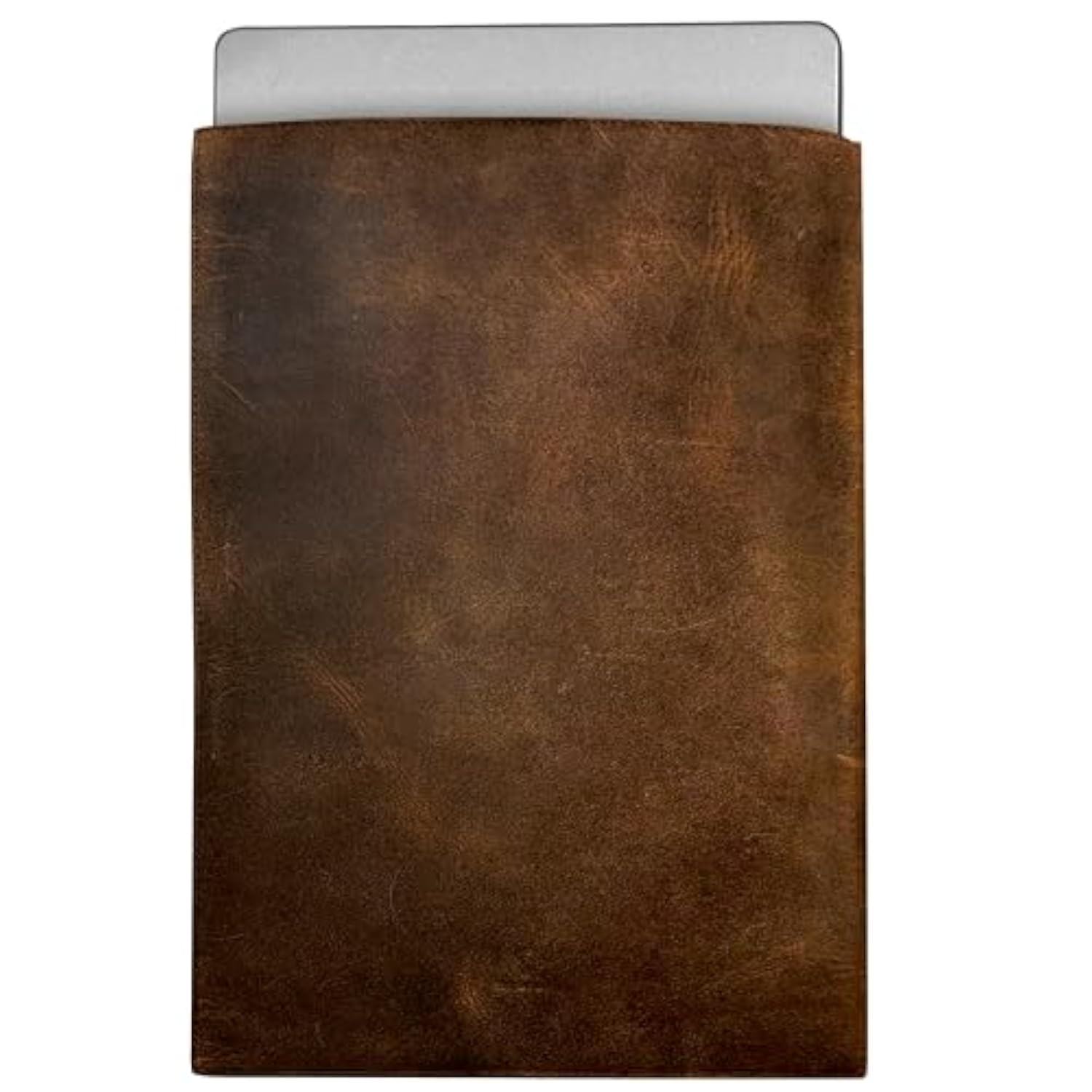 Genuine Top Grain Leather Laptop Sleeve 16-Inch - Notebook Bag Case In Vintage Brown - Easy To Clean, Minimalist Design - Good Protection From Scratches, Bumps, And Dust.