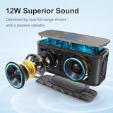 DOSS SoundBox Touch Wireless Bluetooth Speaker with 12W HD Sound and Bass, IPX5 Water-Resistant, 20H Playtime, Handsfree, Portable for Office, Home, Outdoor, Travel- Grey