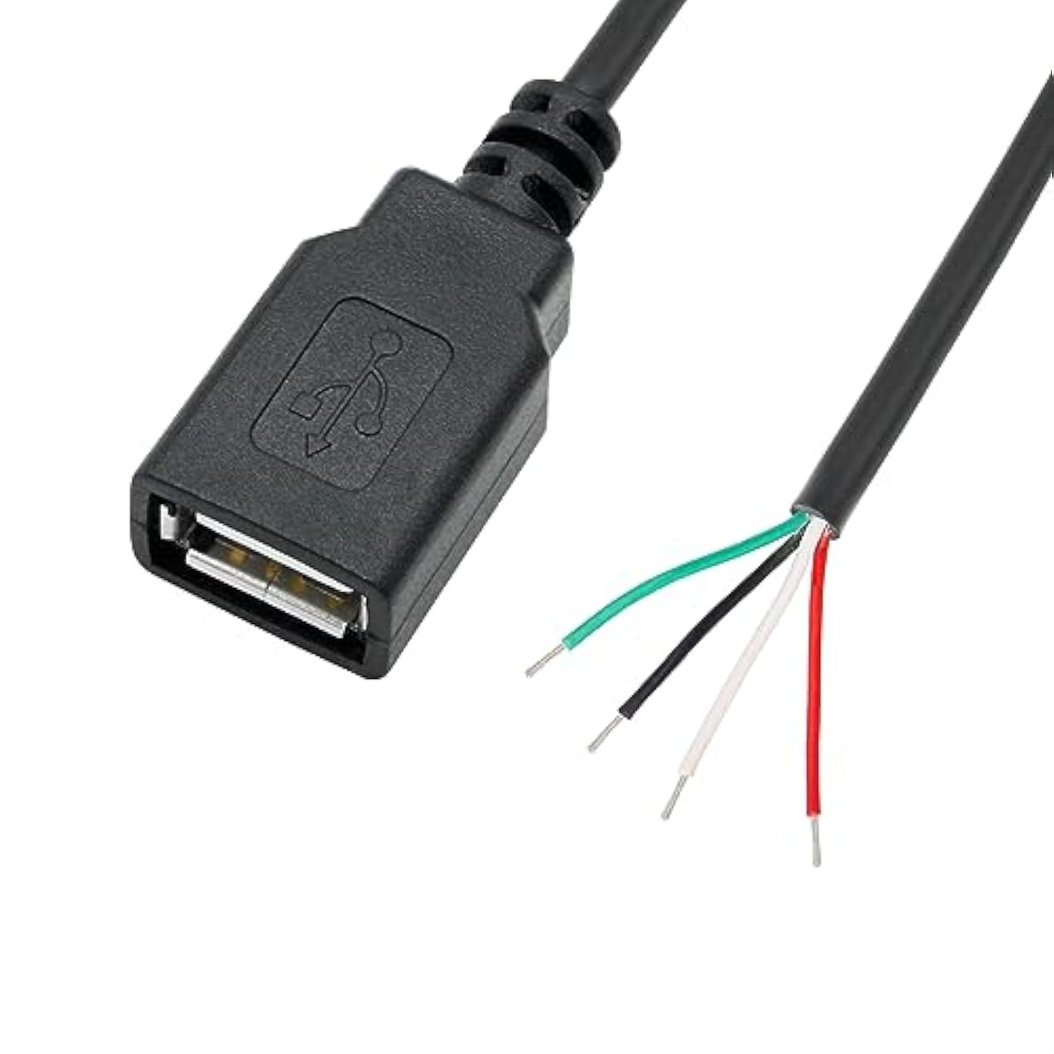 4Pcs Short Usb A Female 4 Pin Bare Wire 11Inch,Usb 5V/2A 4 Pin Pigtail Open En