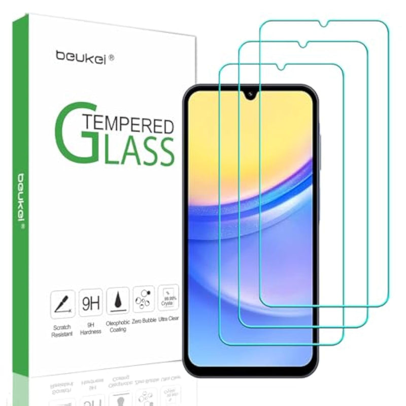 (3 Pack) Compatible For Samsung Galaxy A15 5G And Galaxy A15 Screen Protector Tempered Glass, Touch Sensitive,Case Friendly, 9H Hardness