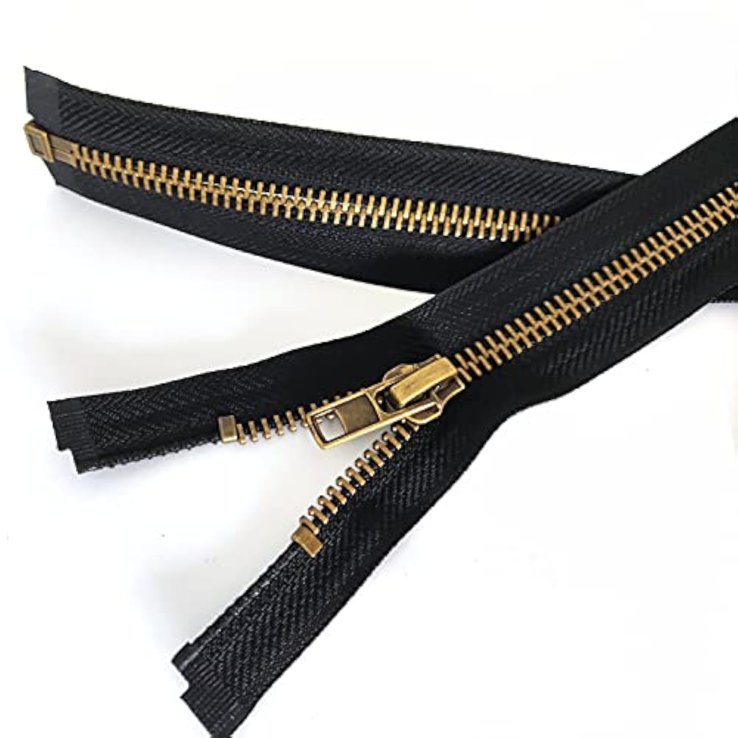 2Pcs #5 24 Inch Zippers For Jackets Sewing Coats Crafts Brass Separati