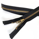 2Pcs #5 24 Inch Zippers For Jackets Sewing Coats Crafts Brass Separati