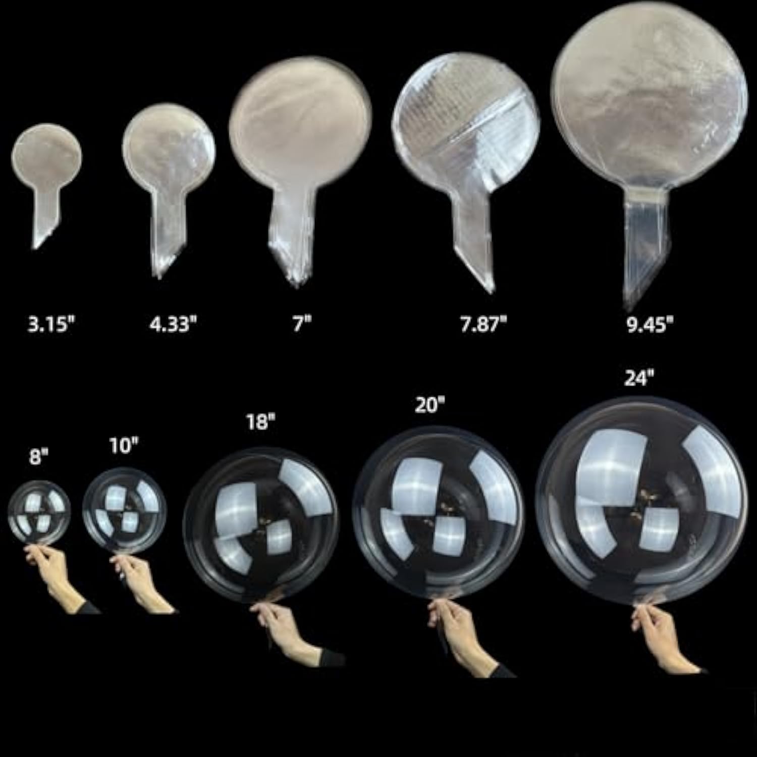 Bobo Balloons, 60 Packs Different Sizes Clear Balloons Bubbles Garland Arch Kits With Fishing Line/Transparent Rubbers For Party Decorations (8 Inch, 10 Inch,18 Inch, 20 Inch, 24 Inch)