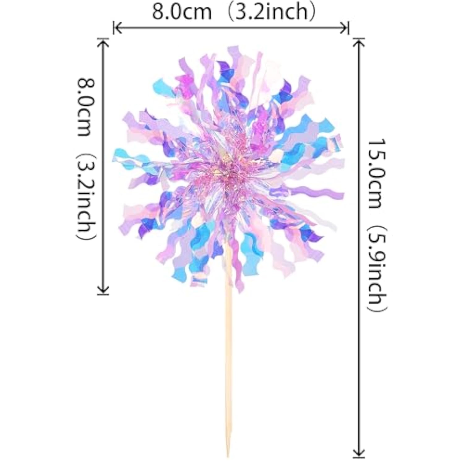 30 Pcs Foil Firework Cupcake Toppers Sparkle Tinsel Cupcake Picks Happy Birthday Cake Toppers Drink Stirrers Cocktail Food Fruit Toothpicks For Baby Shower Birthday Party Decorations Supplies Purple