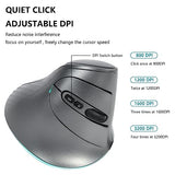2.4G Wireless Mouse Ergonomic Vertical Mouse Bluetooth Mouse Rgb Optical Mouse With Usb Receiver 7 Buttons 4 Adjustable Dpi Cordless Computer Mice For Pc Laptop Desktop,Grey