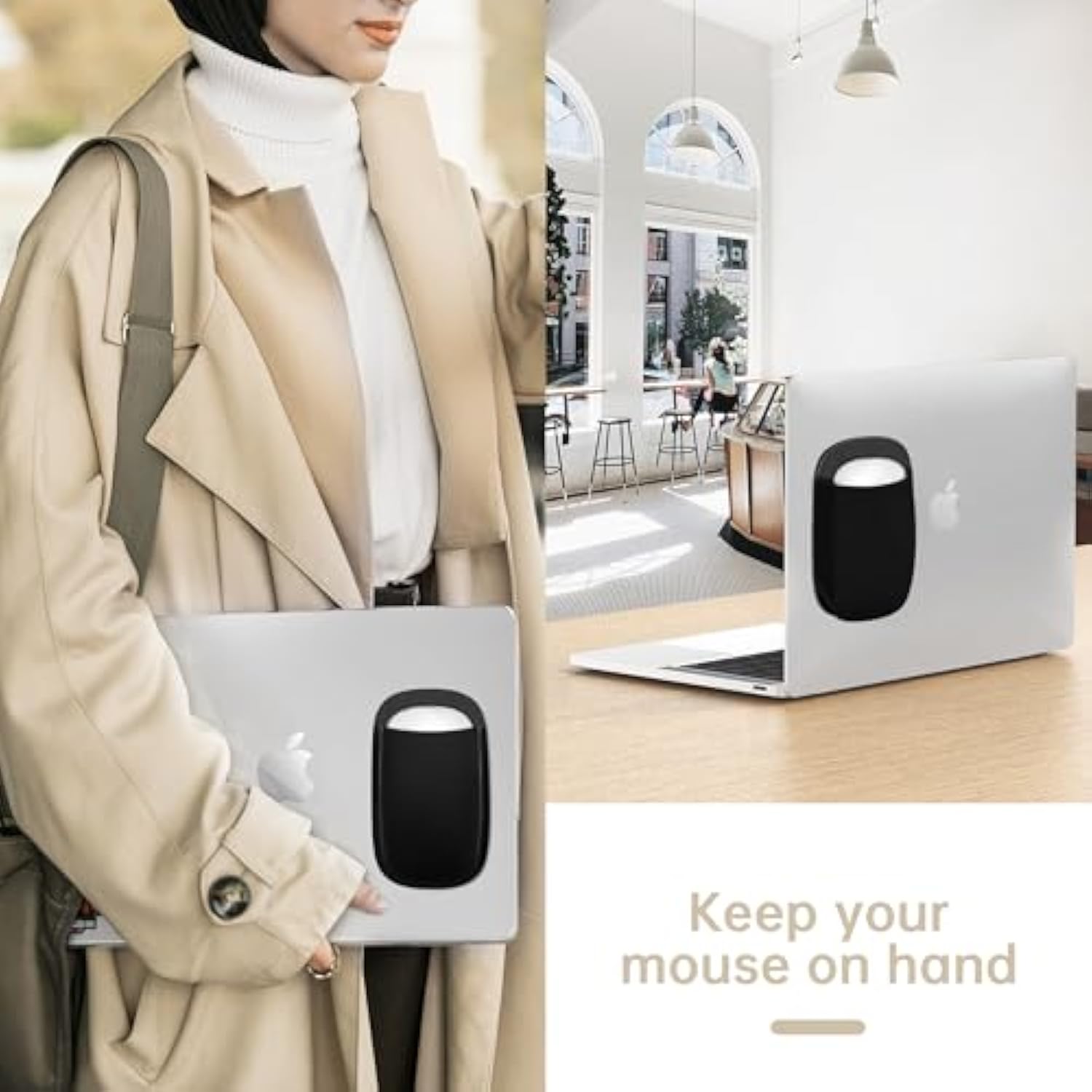 Slim Mouse Holder For Laptop, Mouse Pouch/Mouse Sleeve For Laptop, Computer Mouse Holder, Case For Magic Mouse, Reusable Adhesive, No Glue Residue, Compatible With Ipad Or Macbook