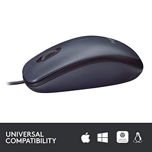 B100 Wired Mouse For Computer And Laptop, Usb Corded Mouse, Right Or Left Hand Use - Black