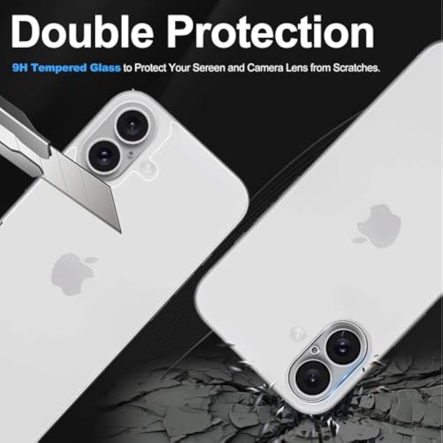 Screen Protector Compatible With Iphone 16, 2 Pcs Back Protector + 2 Pcs Camera Lens Protector, Ultra Hd Glass, Anti-Scratch, Easy Installation