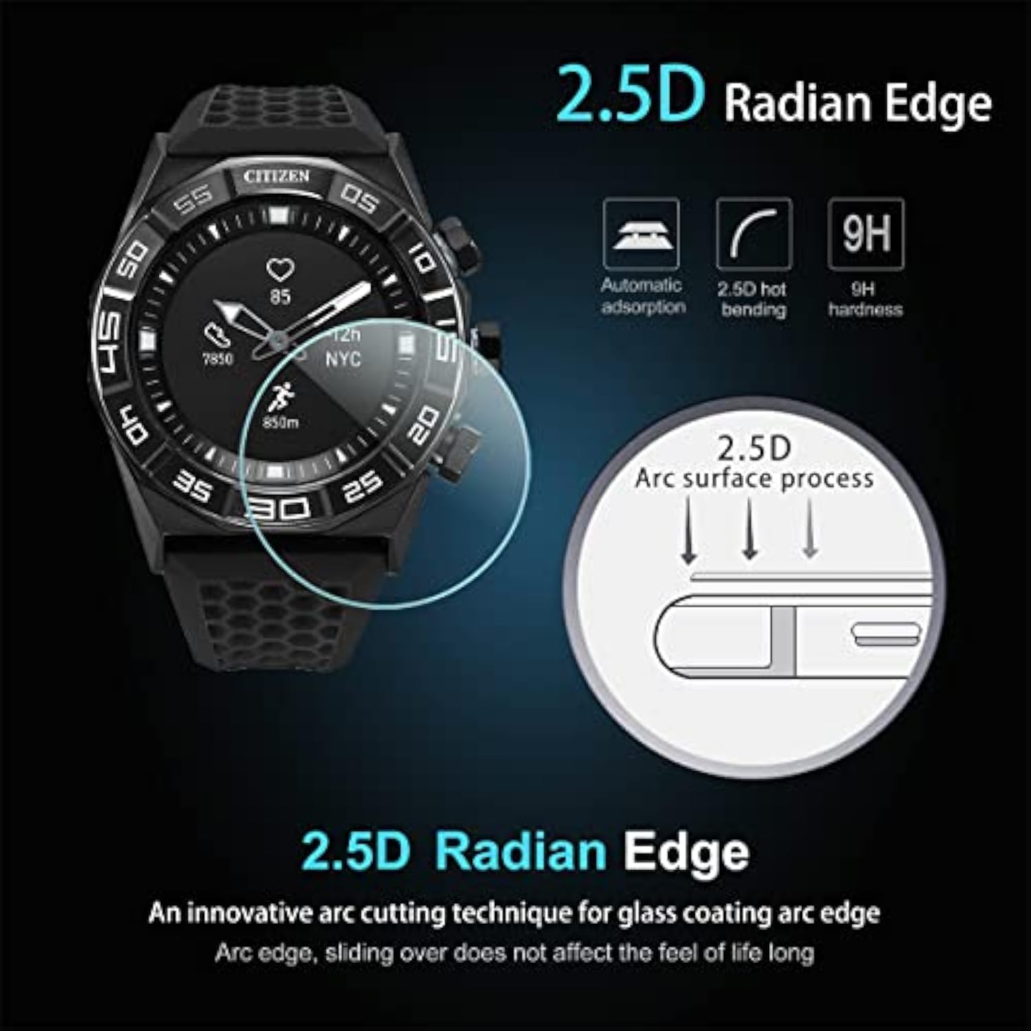 3-Pack For Citizen Cz Smart Hybrid Screen Protector, [Anti-Scratch] 2.5D 9H Hardness Ultra-Thin Tempered Glass Screen Protective Film