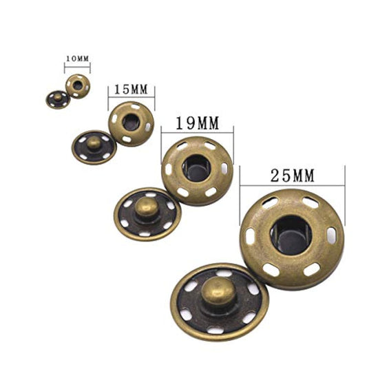 55 Sets Sew-On Snap Buttons Metal Snap Fastener Durable Press Studs Bu