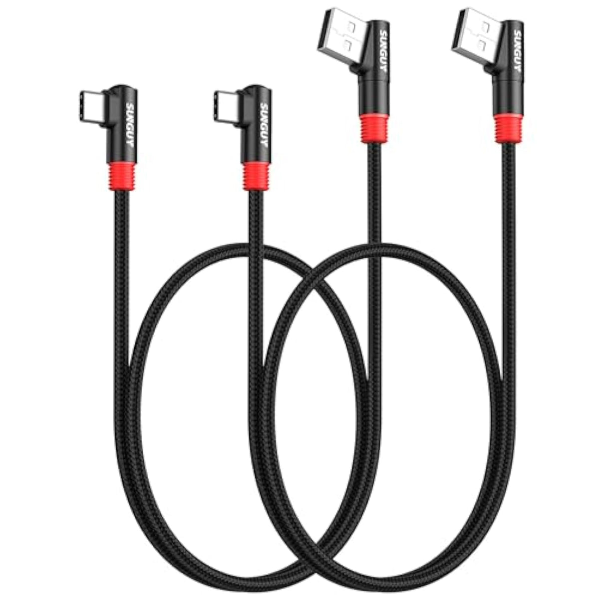 Right Angle Usb C To A Cable 2Pack [1.5Ft/0.5M] 3A Short 90 Degree Usb 2.0 Usb A To C Fast Charging Data Sync Cable Nylon Braided For Iphone 16 15 Pro/Pro Max/Plus, Samsung Galaxy S24/S23