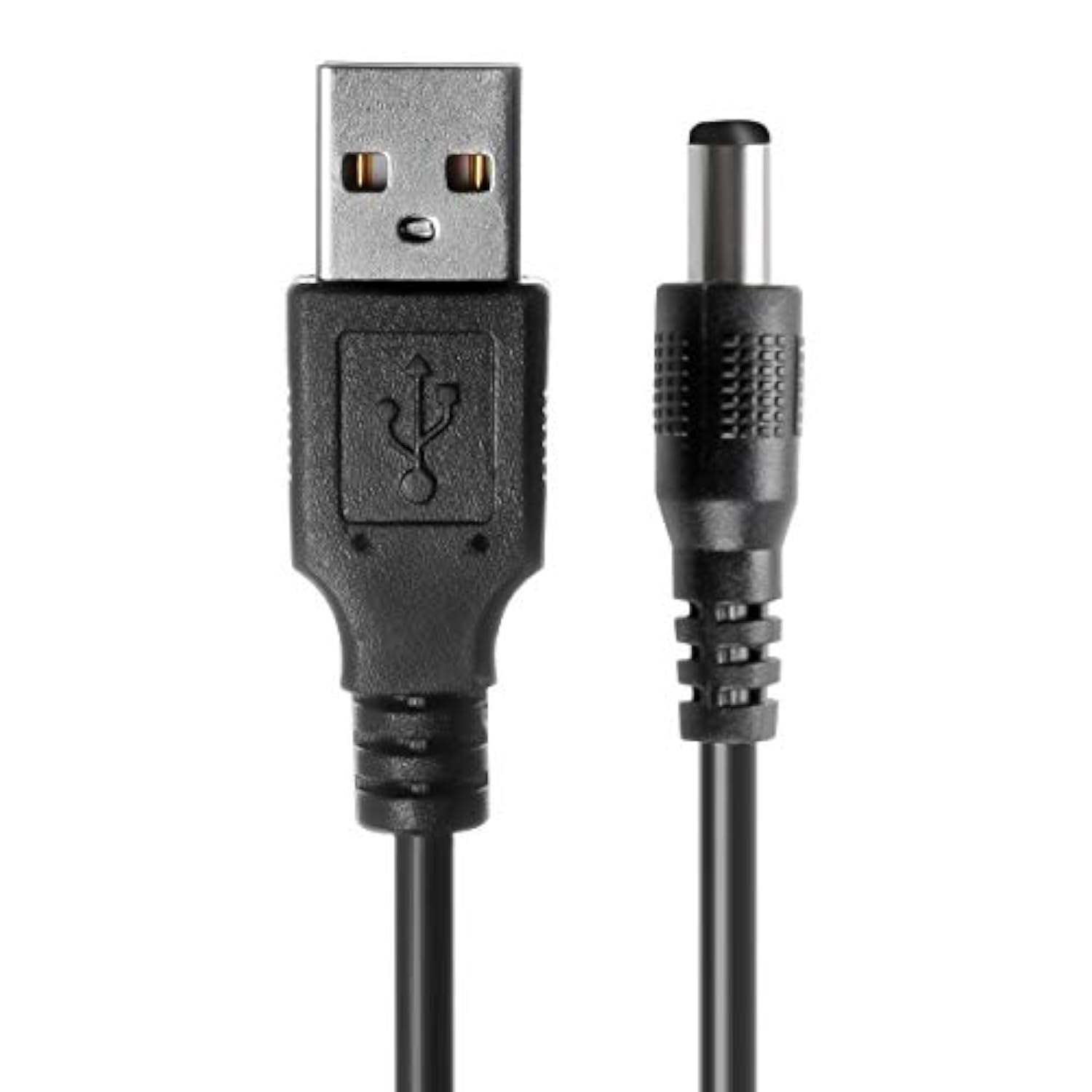 Usb 2.0 A Male To Dc 5.5X2.1Mm 5 Volt 24Awg Dc Connector Charge Barrel Jack Power Cable Black, 3Ft (Max 2.5 Ampere Power Cable, Center Pin Positive),2Pack