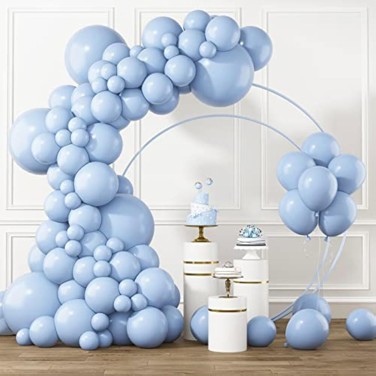 Pastel Blue Balloons Different Sizes 105Pcs 5/10/12/18 Inch For Garland Arch, Light Blue Latex Balloons For Birthday Party, Baby Shower, Gender Reveal, Wedding, Anniversary Party Decorations