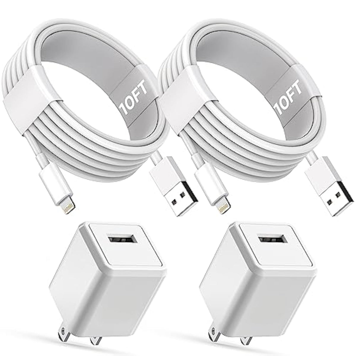 10Ft Long Iphone Charger,[Apple Mfi Certified] 2Pack 10Foot Usb To Lightning Charging Cable Cord Usb Wall Phone Charger Power Adapter Travel Plug Block For Iphone 14 13 12 11 Pro Max/Se 2022/X/Xr/Ipad