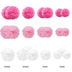 Tissue Paper Pompoms Paper Flower 22 Pcs Pink,Rose Red,White Paper Flower Ball For Birthday Bachelorette Wedding Baby Shower Bridal Shower Party Decoration