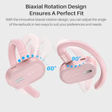 O2 True Open Ear Wireless Headphones Lightweight With Multi-Angle Adjustment, Bluetooth 5.3 Earbuds With Dual-Axis Design For Long-Lasting Comfort, Crystal-Clear Calls For Driving, Pink