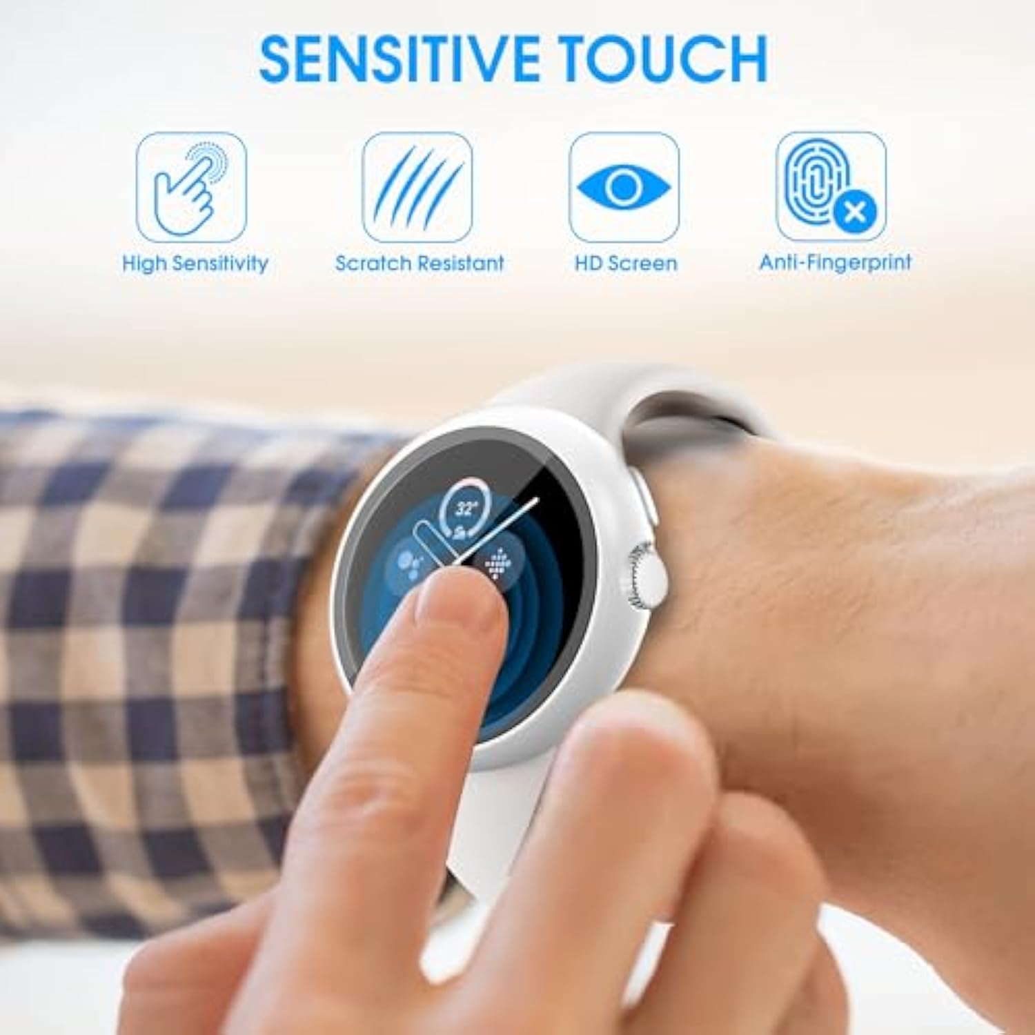 18 Pack Case For Google Pixel Watch 3/2/1 41Mm With Tempered Glass Screen Protector, Shockproof Hard Pc Bumper Protective Cover Compatible With Pixel Watch 3/2/1 41Mm