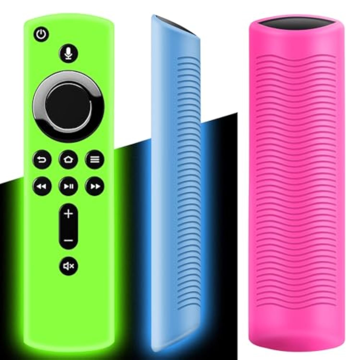 3 Pack Firestick 4K Remote Shockproof Silicone Covers, Glow Colors