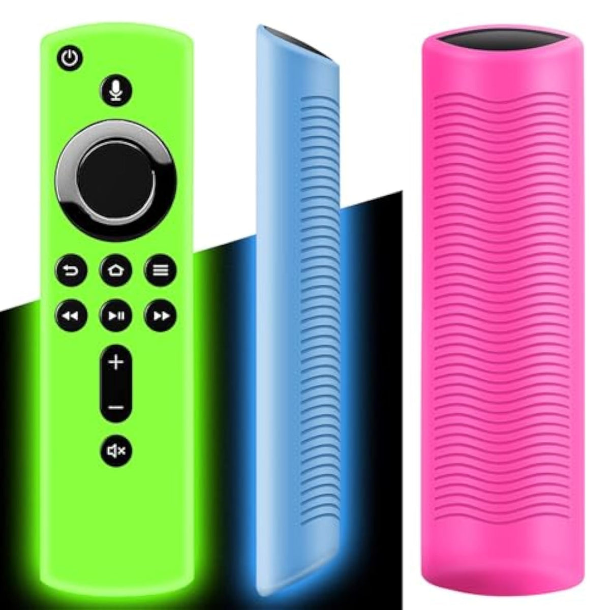 3 Pack Firestick 4K Remote Shockproof Silicone Covers, Glow Colors
