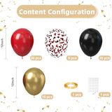 60pcs Black Red Gold 12in Balloons Confetti Party Decor Graduation Wedding