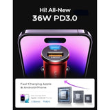 2-Pack Usb C Car Charger Adapter Fast Charge, 48W All Metal Cigarette Lighter Usb Charger For Iphone 15 Smallest Flush Car Charger Usb C For Iphone 14 Pro Max 13 12 Galaxy S23/22 Ipad Pro-Red