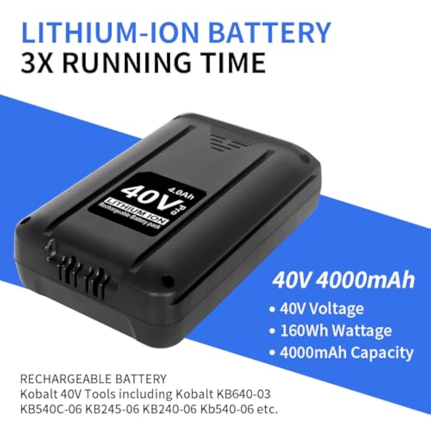 40V 4Ah Battery Replacement For Kobalt 40V Battery For Kobalt Kb640-03 Kb540C-06 Kb245-06 Kb240-06 Kb540-06,Rechargeable Lithium Ion Battery For Cordless Power Tools