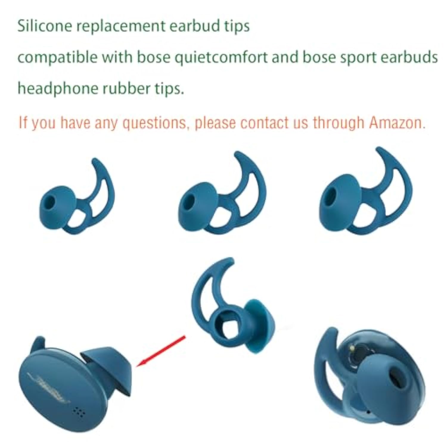 Ear Bud Pads Replacement Ear Tips Silicone Earbud Tips Compatible With Bose Quietcomfort And Sport Headphone Rubber Tips Earbud Covers Eartips 3 Pairs S M L Blue