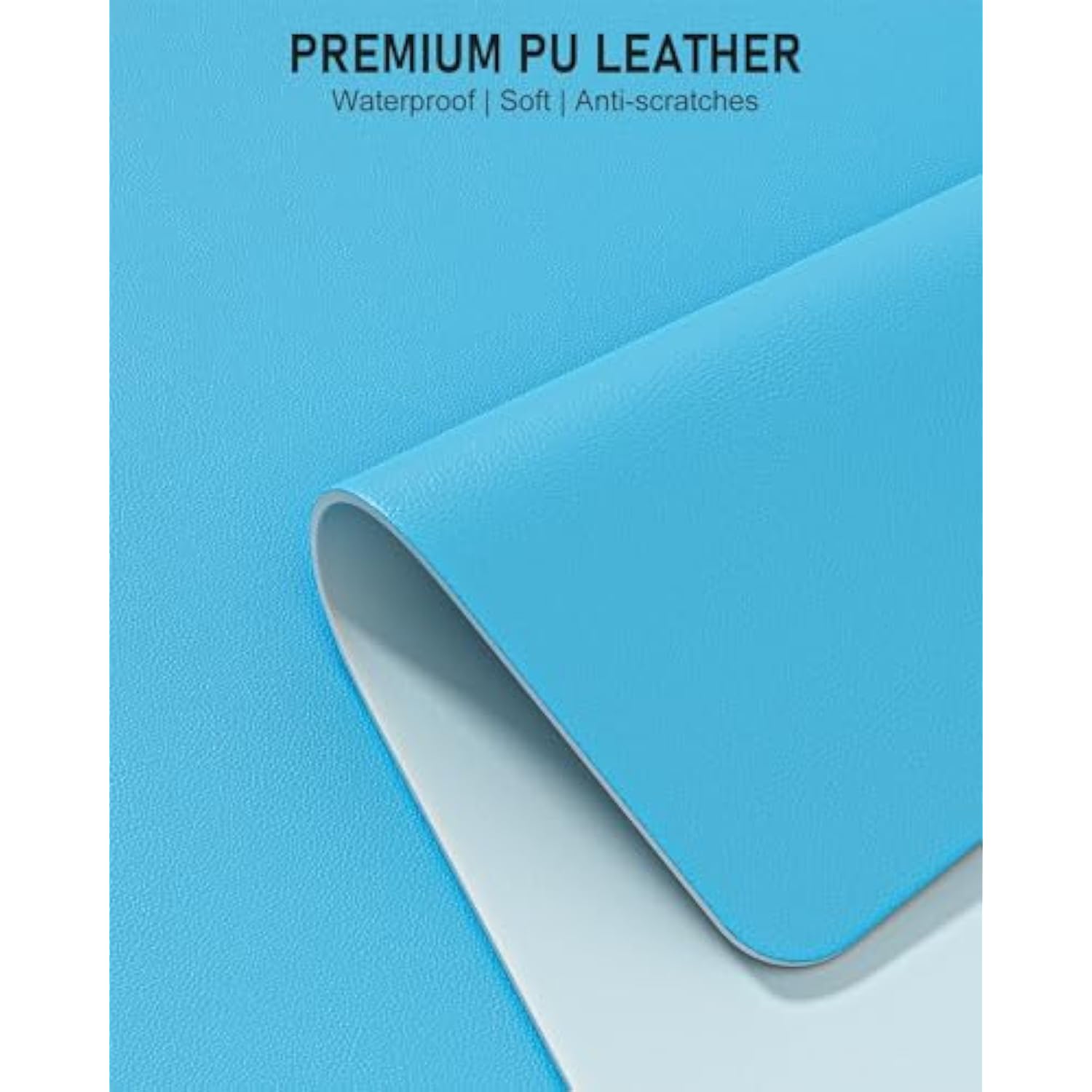 Desk Pad, 30" X 14" Pu Leather Non-Slip Desk Mat Large Mouse Pad For Desktop, Waterproof Laptop Computer Writing Mat For Office, Home, Work, Gaming, Aqua Blue