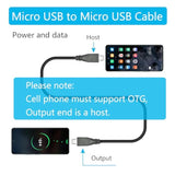 Micro Usb Charging Data Cable, 0.5M/1.6Ft Usb 2.0 Micro Usb Male To Micro Usb Male Cable With Otg Feature, Compatible Cell Phone, Tablet, Mp3 Player, Game Controller, Headset(2Pcs)