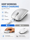 Bluetooth Mouse For Macbook Pro/Air, Ipad - Rechargeable Tri-Mode Wireless Mouse For 3 Devices (Bt 5.2 + 2.4G), Sleek Silver Slim Silent Mouse For Surface, Windows M31