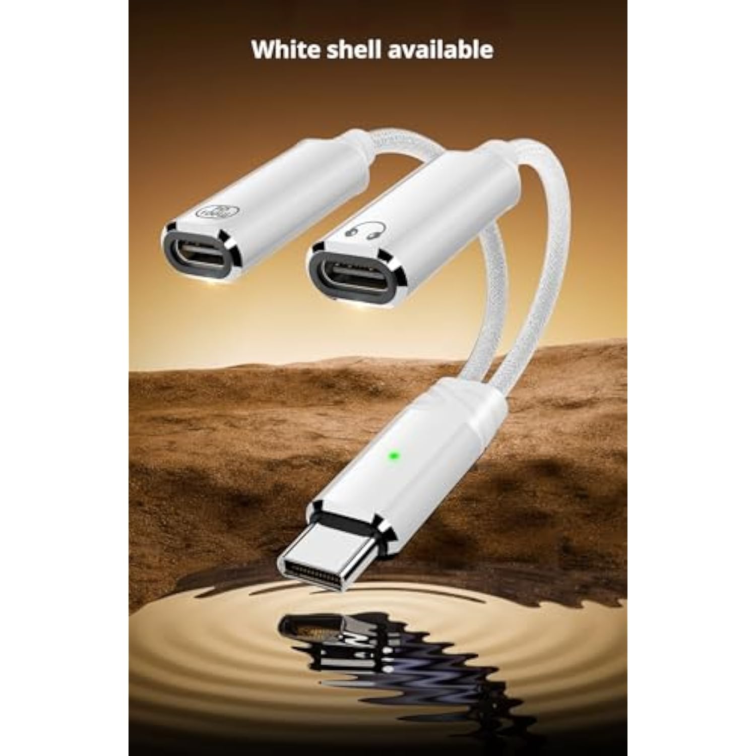 Usb C Splitter, Dual Usb C Headphone And Charger Adapter Audio Dongle Cable With Pd 100W Fast Charging For Iphone 16/15 Series, Ipad, Macbook, Galaxy S24/S23 And More (White)