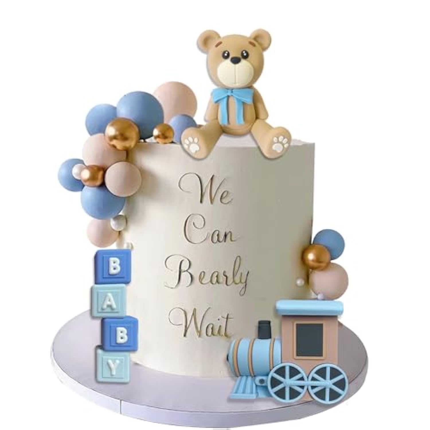 22 Pcs Bear Train Cake Toppers Baby Shower Gender Reveal Bear Theme Party Decor