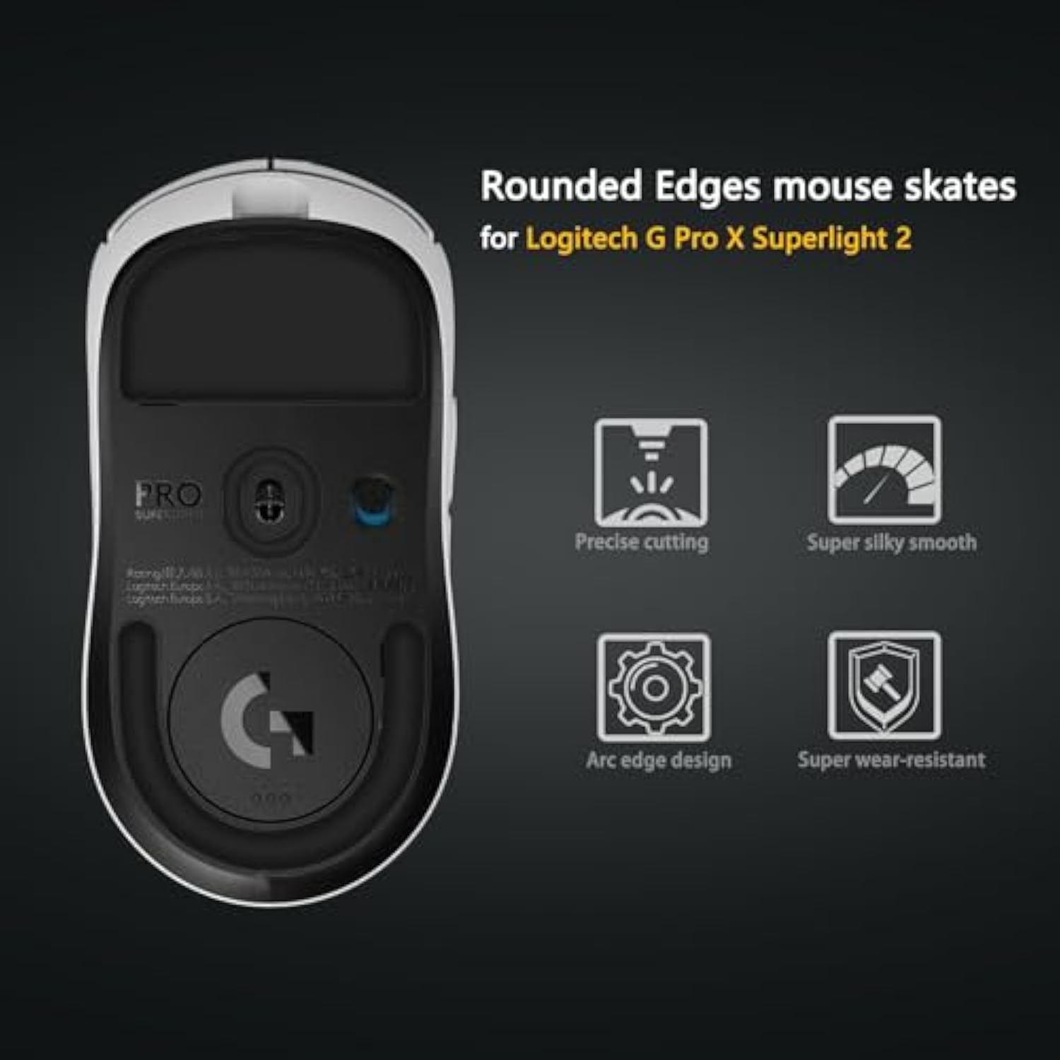 Mouse Skatez/Mouse Feet For Logitech G Pro X Superlight 2 Gaming Mouse (Black)