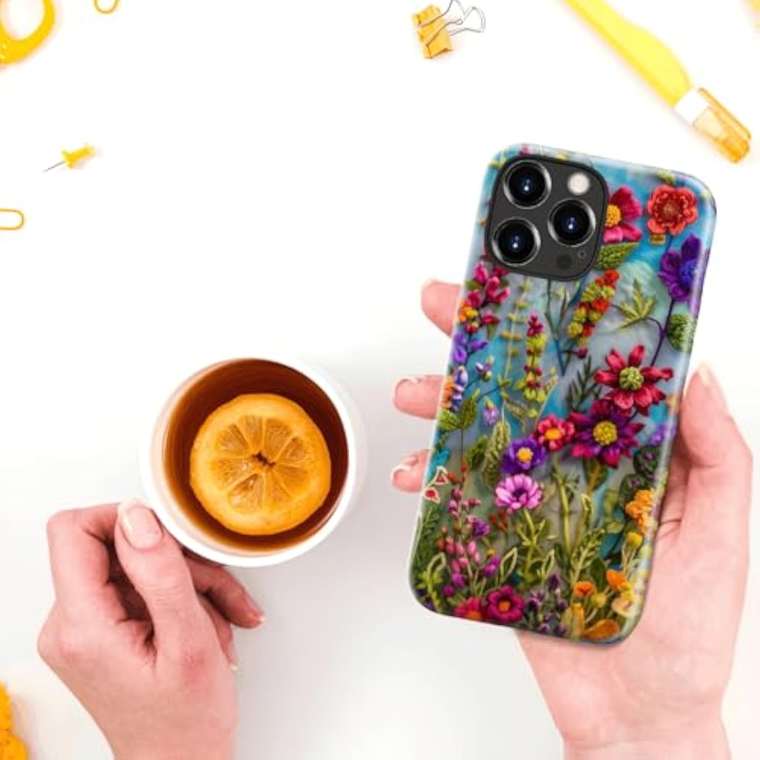 For Iphone 16 Pro Case - Wireless Charging Compatible - Dual-Layer Hard Shell & Silicone Cover - Protective Phone Case With Trendy Cute Designs For Women - Blossom Melody