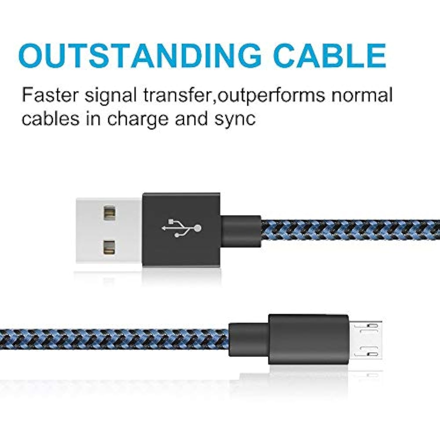 Micro Usb Cable 3Ft, 3Pack 3Ft Nylon Braided High Speed Micro Usb Charging And Sync Cables Android Charger Cord Compatible Samsung Galaxy S7 Edge/S6/S5/S4,Note 5/4/3,Lg,Tablet And More(Blue)