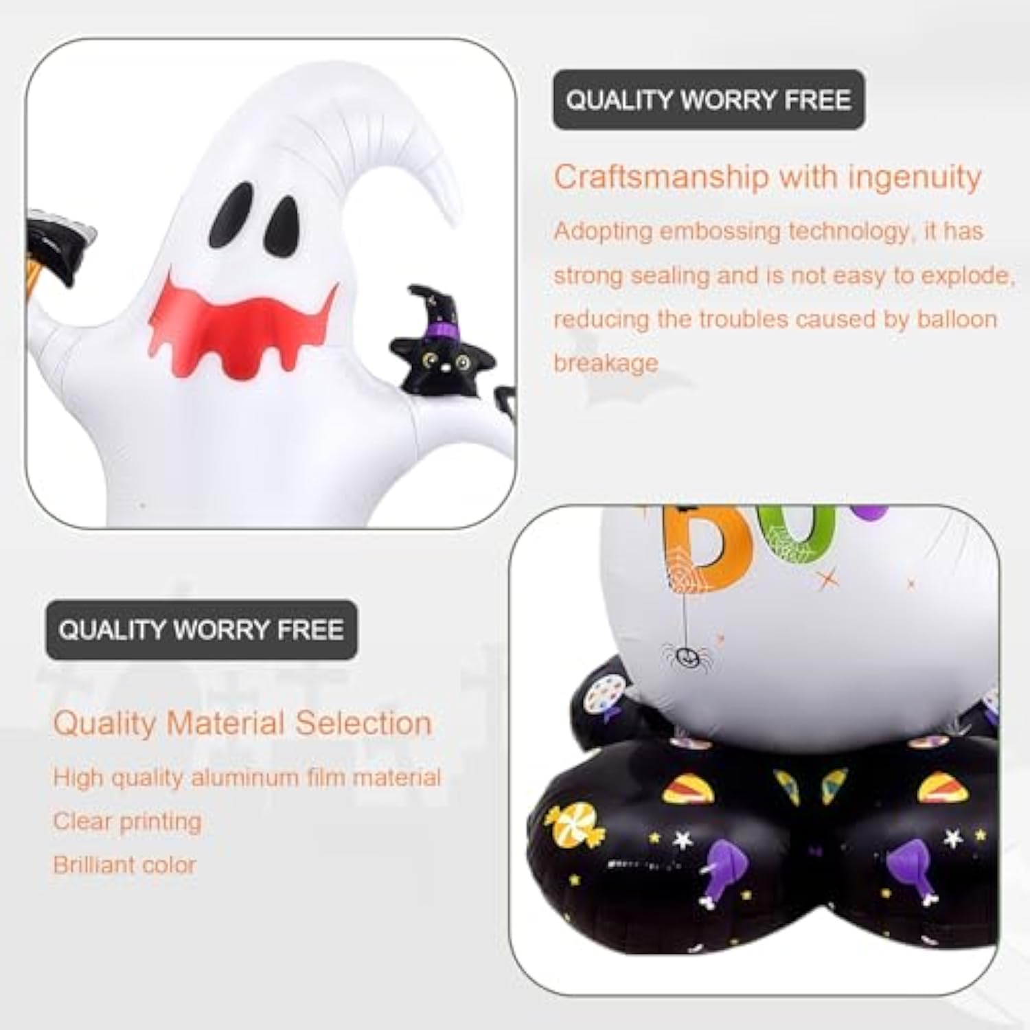 49" Giant Halloween Ghost Foil Balloon – Self-Standing Spooky Party Decoration