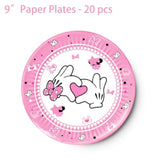 117 Pcs Pink Cartoon Party Dessert Plates Napkins Forks Tablecloth Cups Birthday Banner Tablecovers For Baby Shower Girls 1St 2Nd 3Rd 4Th 5Th Birthday Party Decorations Supplies - 20 Guests