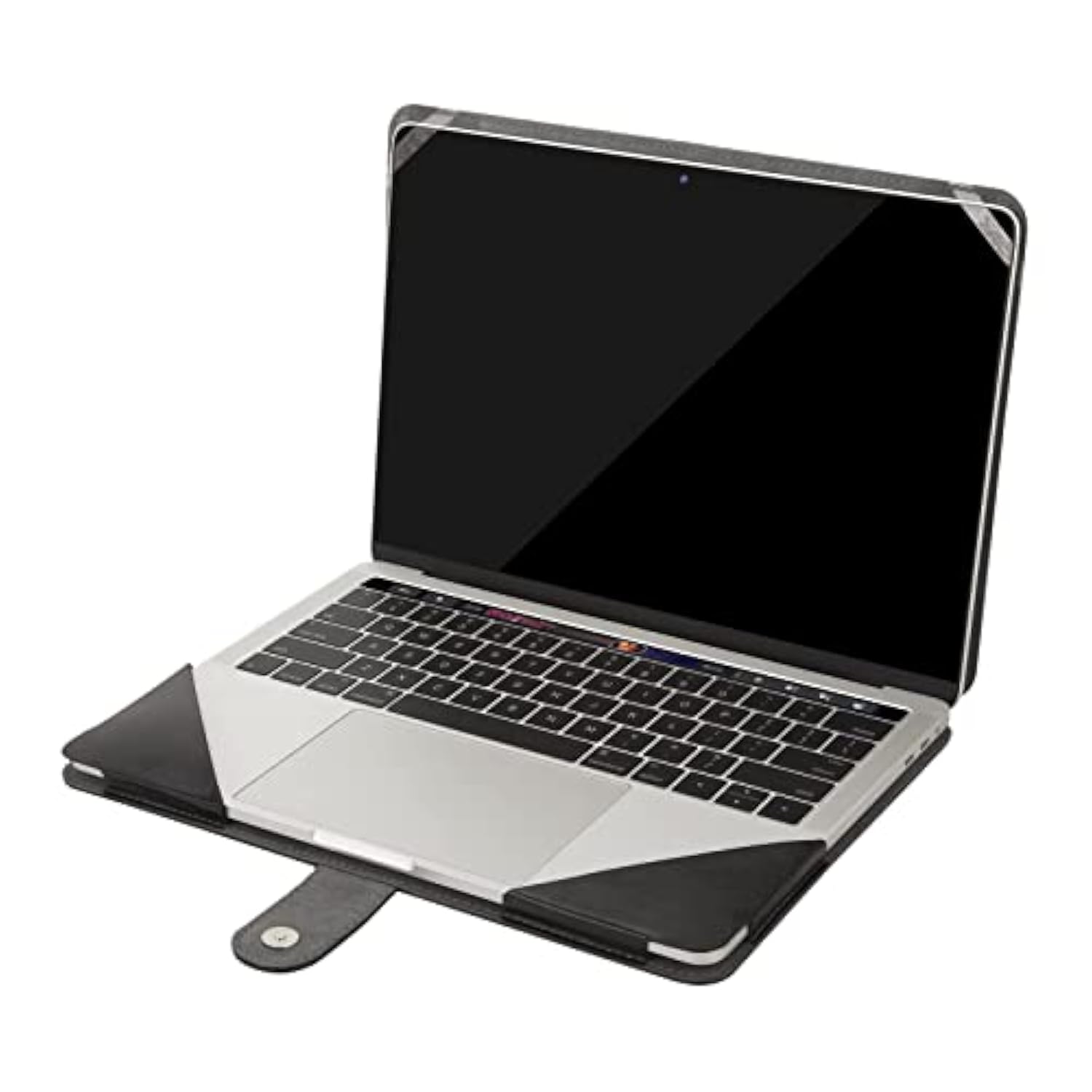 MOSISO Compatible with MacBook Air 15 inch M4 A3241 M3 A3114 M2 A2941 2025 2024 2023/ Pro 15 Case A1990 A1707 2019-2016, PU Leather Portfolio Protective Stand Cover Sleeve with Clear Strip, Black