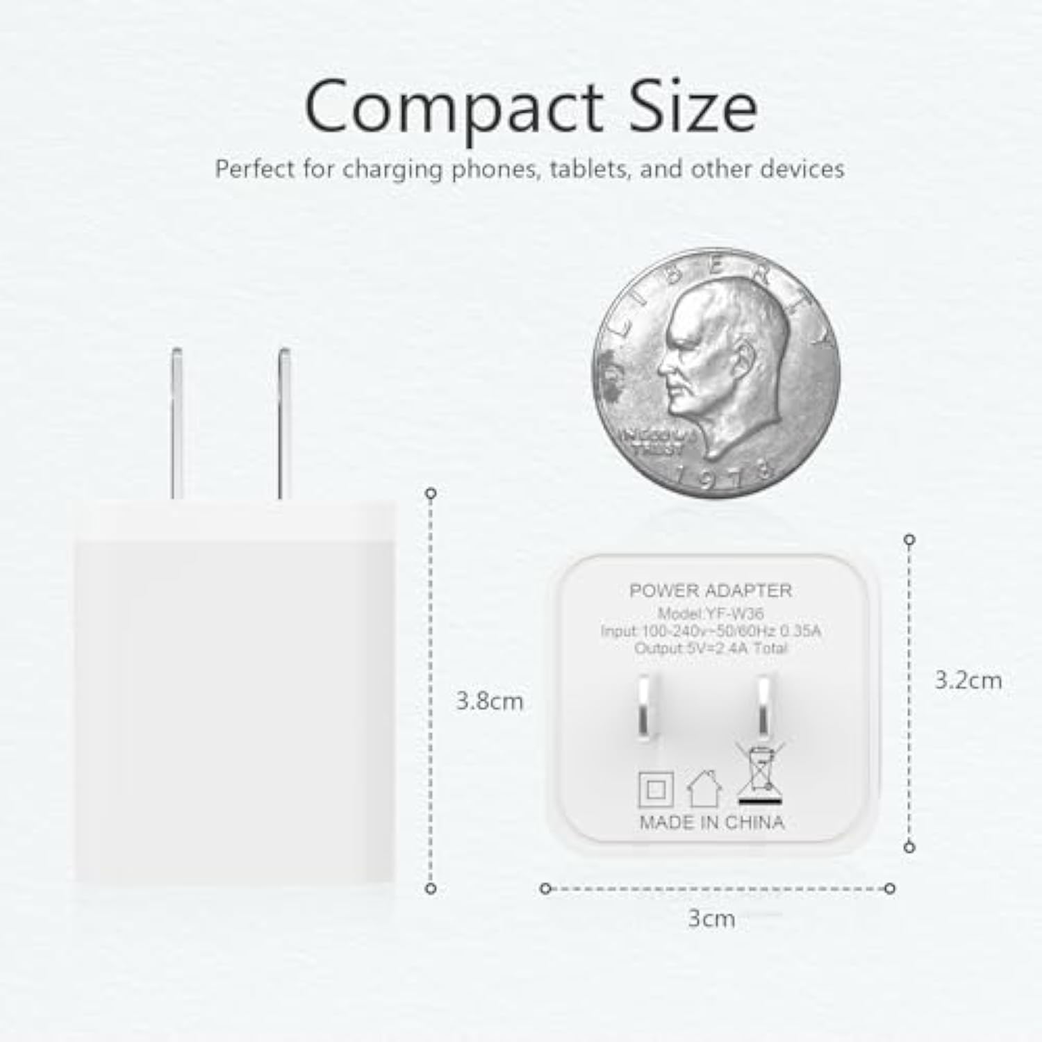 5Pack Usb Wall Charger, 2.4A Dual Usb Port Cube Power Plug Adapter Fast Phone Charger Block Charging Box Brick For Iphone 15/15 Pro/15 Pro Max/14, Samsung Galaxy, Pixel, Lg, Android-White