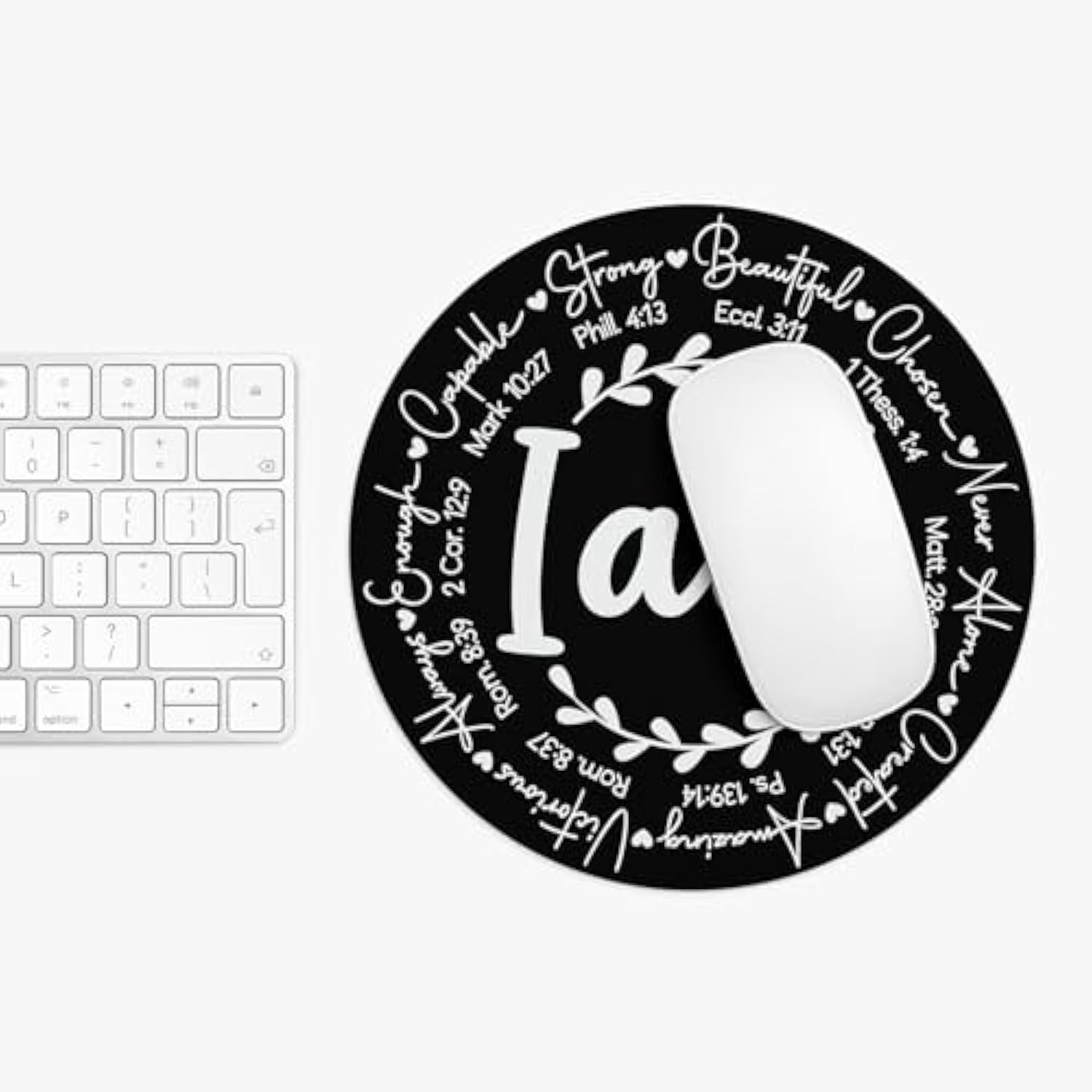 Inspiring I Am Strong Beutiful Chosen Mar 10:27 Phill 4:13 8" Mouse Pad Non-Slip Christian Mouse Pads Pc Humor Mousepad Rubber Circle Catholic Motivational Novelty Christian Gift Mom Preset