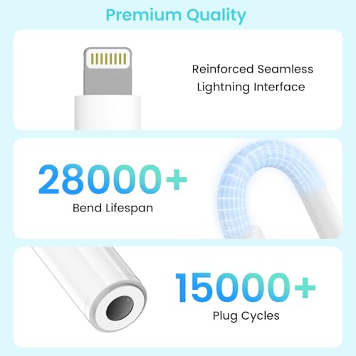 [ MFi Certified] 2 Pack Lightning to 3.5mm Headphone Jack Adapter for iPhone Aux Adapter Converter Dongle Audio Cable for  iPad/iPhone