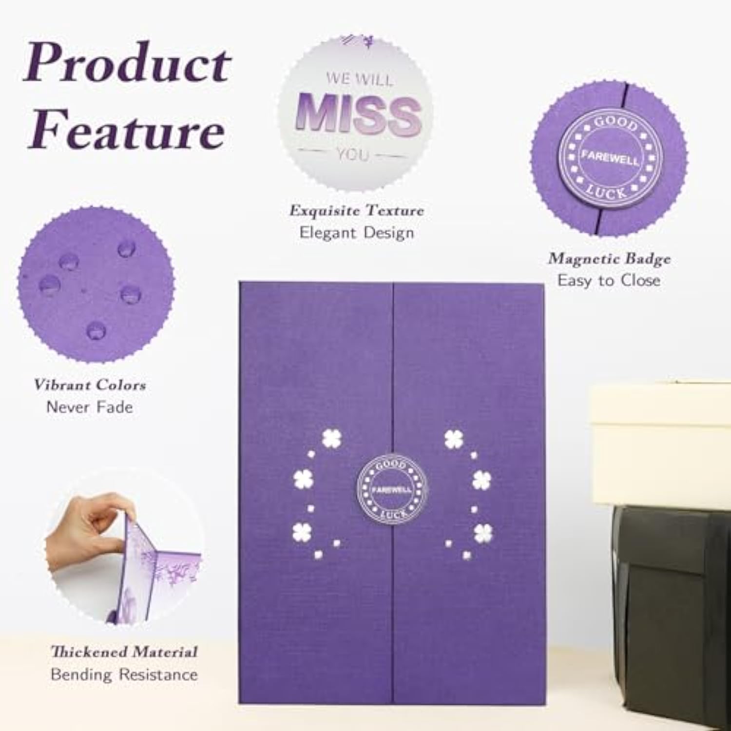 Farewell Party Decorations Purple We Will Miss You Card Guest Book To Sign Signature Coworker Leaving Job Goodbye Going Away Moving Graduation Retirement Gifts For Women Friends Boss Work Bestie