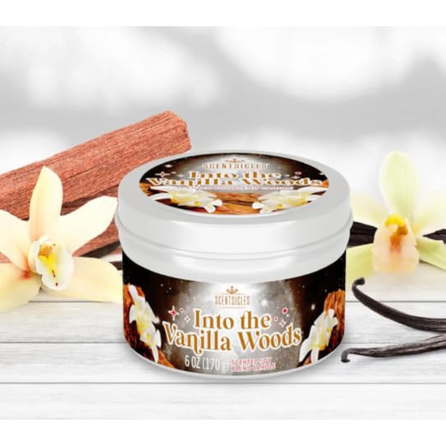 Scentsicles, Into The Vanilla Woods, 6 Oz Soy Blend Candle, 25 Hour Burn Time