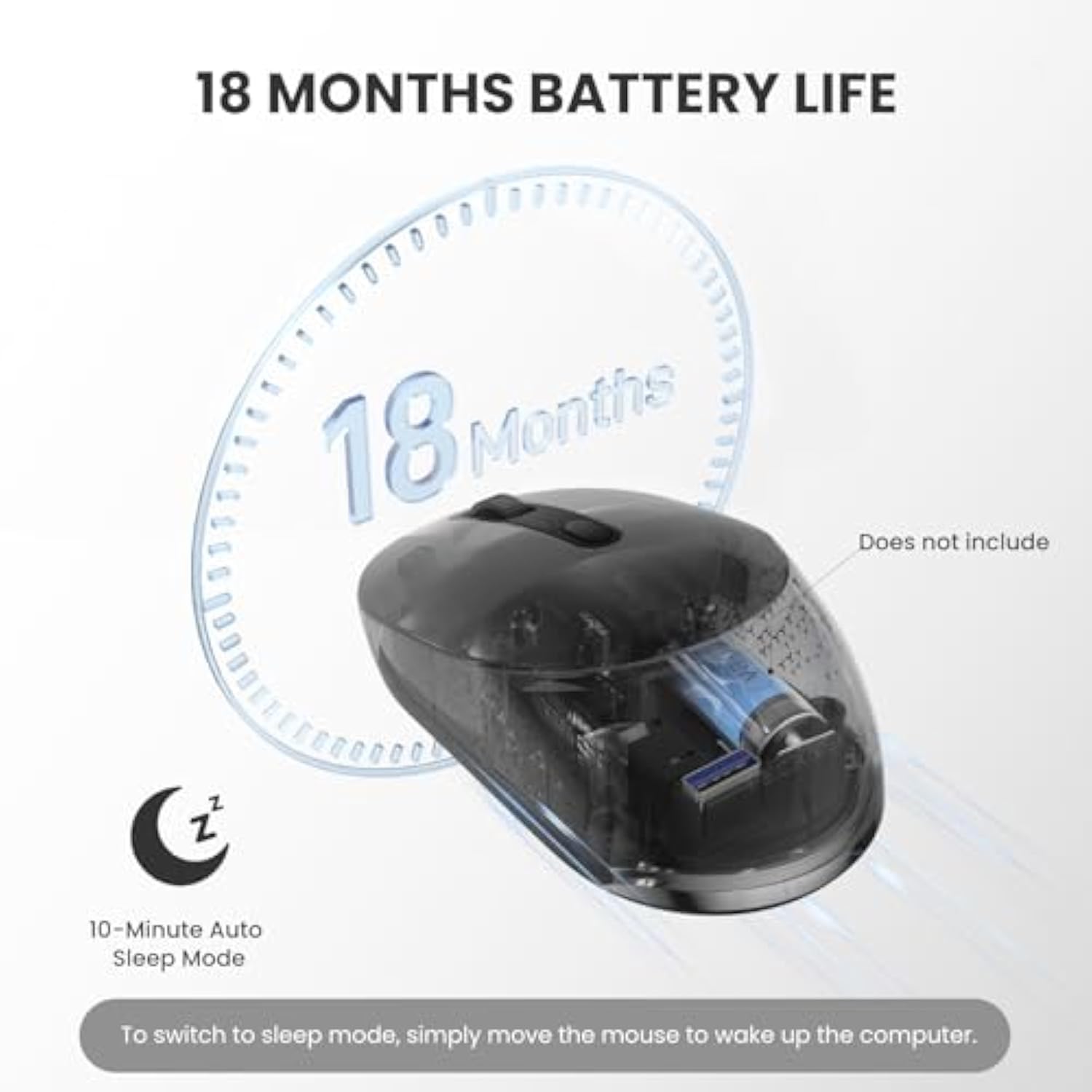 TECKNET Bluetooth Mouse, BT 5.2/3.0 and 2.4G Computer Mouse for Laptops, Small to Medium Size, Silent Click, 3-Level Adjustable DPI, 18-Month Battery, Compatible with Windows, MacOS and ChromeOS Black
