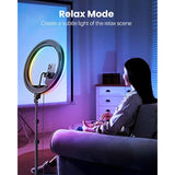 12'' Ring Light With Stand 72'' Tall & 2 Phone Holders,38 Color Modes Selfie Light With Tripod Stand, Big Led Ring Light For Iphone/Android/Camera,Youtube,Makeup