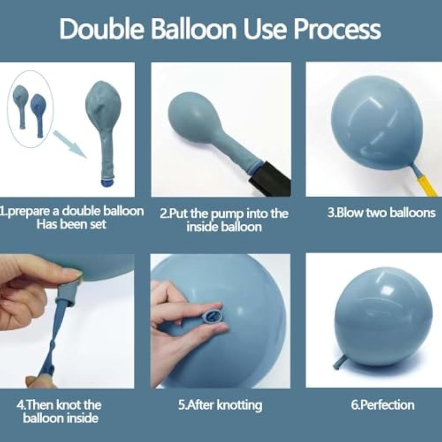 Dusty Blue & White Balloon Arch Kit Double Stuffed Balloons for Winter and Party Decor