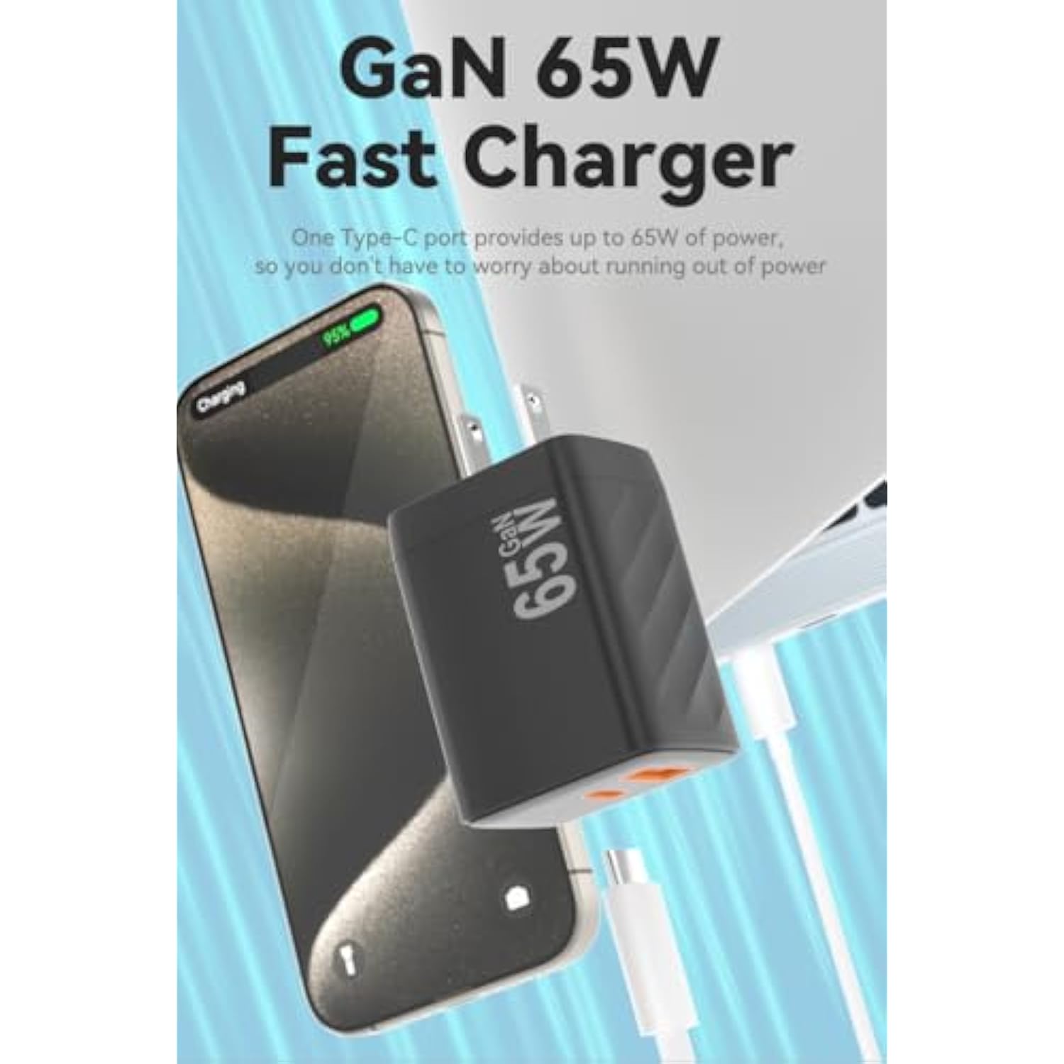 65W Usb C Charger Block, Gan Nano Super Fast Charging Wall Plug Port Pd Dual A & Type C Power Adapter Brick Cube For Macbook Pro/Air, Ipad Iphone 16 15/Pro, Galaxy S23/S22, Pixel, Laptop