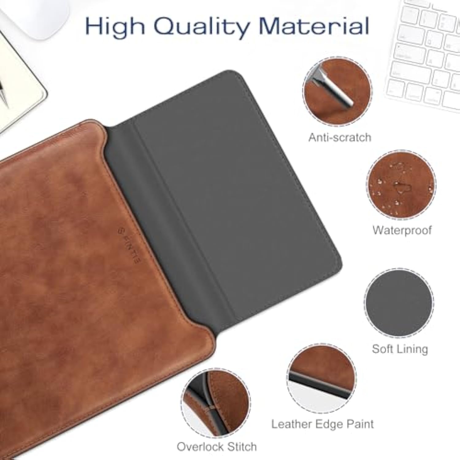 Fintie Sleeve Case for MacBook Air 15.3 M4 M3 M2 A3241 A3114 A2941, MacBook Pro 16 A3403 A3186 A2991 A2485 A2780 A2141, Pro 15 A1707 A1990 - PU Leather Slim Bag Cover with Stand Feature (Brown)